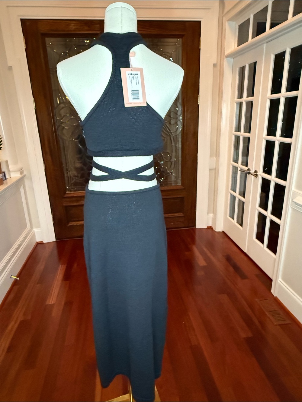 NWT Cult Gaia Aziza Knit Cutout Halter Maxi Dress Black L - Picture 10 of 16